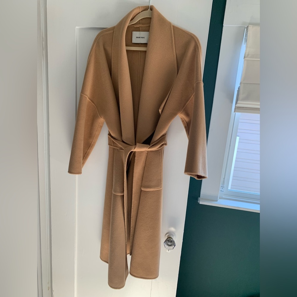 Genuine People Camel Wrap Coat Size S